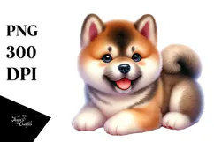 Baby Akita with Big Eyes PNG Product Image 1