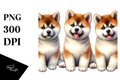 Watercolor Baby Akita with Happy Eyes PNG Product Image 1