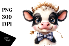 Funny Baby Cow with Straw PNG Product Image 1
