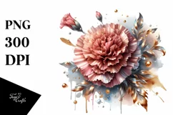Shiny Carnation | Golden Foil | Clipart Product Image 3