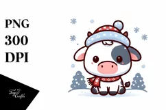 Cute Baby Cow on Sleight PNG Product Image 1