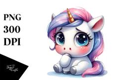 Watercolor Funny Unicorn PNG Product Image 1