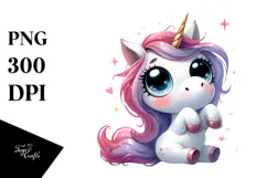 Watercolor Funny Unicorn PNG Product Image 1