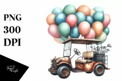 Vintage Rusted Golf Cart, High Resolution PNG Product Image 3