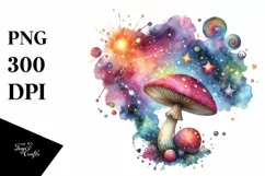 Colorful Watercolor Splash with Mushrooms | Clipart Product Image 3