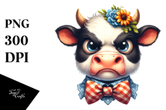 Angry Cow with Bow Tie, Transparent PNG Product Image 1