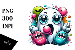 Adorable Ghost with Monster Slippers PNG Product Image 1