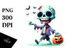 Funny Zombie Halloween Clipart PNG Product Image 1