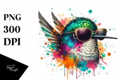 Artistic Style Hummingbird Clipart with Quirky Colors Product Image 3