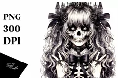 Detailed Watercolor Gothic Girl Clipart Product Image 1