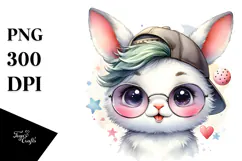 Cute Baby Rabbit with Sunglasses PNG Product Image 1