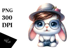 Cute Baby Rabbit with Punk Look PNG Product Image 1