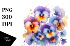 Pansy Watercolor Splash PNG Product Image 1