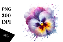 Pansy Watercolor Splash PNG Product Image 1