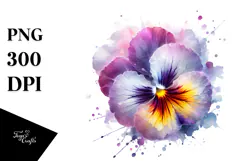 Pansy Watercolor Splash PNG Product Image 1