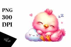 Sleeping Baby Chicken in Watercolor, PNG Product Image 1