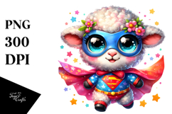 Vibrant Baby Lamb, Wearing Superhero Cape PNG Product Image 1
