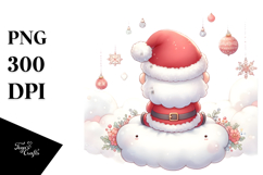 Cute Vibrant Santa on a Moon PNG Product Image 1