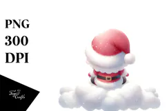 Cute Vibrant Santa on a Moon PNG Product Image 1