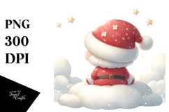 Cute Vibrant Santa on a Moon PNG Product Image 1