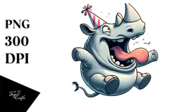 Goofy Rhino with Party Hat PNG Product Image 1