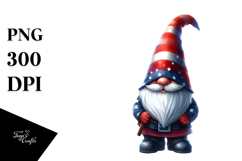 Patriotic Gnome USA Colors PNG Product Image 1