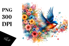 Colorful Bird with Flower Tail, Transparent PNG Product Image 1