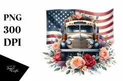 Watercolor Vintage Bus Flag Clipart Product Image 3