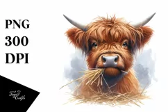Cow Highland Confused Hay Straw Portrait | Sublimation | Product Image 3