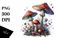 Magical Mushroom Watercolor Splash PNG Product Image 3