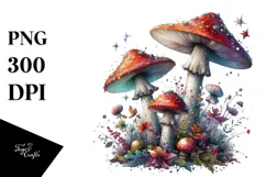 Magical Mushroom Watercolor Splash PNG Product Image 1