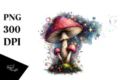 Magical Mushroom Watercolor Splash PNG Product Image 1