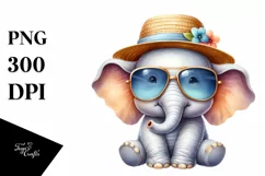Cute Baby Elephant Watercolor Clipart Product Image 3