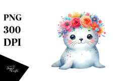 Cartoon Seal with Flower Crown, 20 oz Tumbler Product Image 1