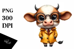 Colorful Baby Cow with es Clipart Product Image 1