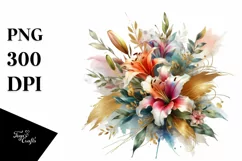 Colorful Abstract Bouquet | Golden Foil | Clipart Product Image 1