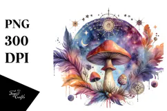 Magical Celestial Mushroom Tarot, High-Quality PNG Product Image 1