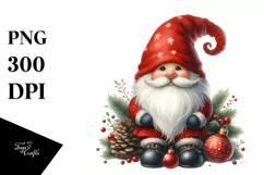 Washed Vibrant Christmas Gnome, High Resolution PNG Product Image 1