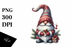 Washed Vibrant Christmas Gnome, High Quality PNG Product Image 3