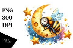 Bee Sleeping on the Moon | Clipart Product Image 1