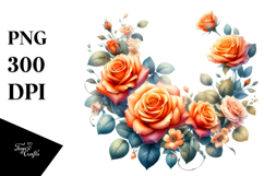 Vibrant Floral Frame with Orange Roses | Sublimation | Product Image 1