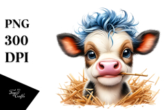 Funny Cow with Cool Hair, High-Quality PNG Product Image 1
