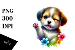 Colorful Puppy with Sunglasses PNG Product Image 1