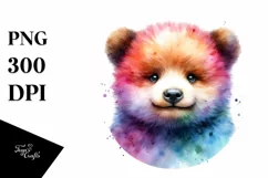 Vibrant Watercolor Baby Bear | Clipart Product Image 4
