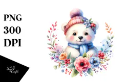 Vibrant Watercolor Baby Bear | Clipart Product Image 1