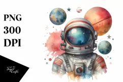 Colorful Vintage Astronaut Girl | Clipart Product Image 1