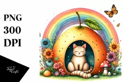 Cat House with Rainbow Watercolor | Sublimation | Clipart Product Image 3