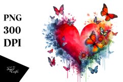 Red Heart with Butterflies PNG Product Image 1