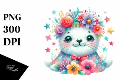 Cute Baby Seal Whimsical Star Flowers Product Image 3