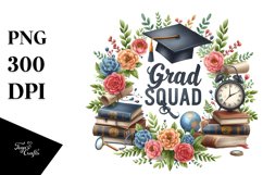 Watercolor Grad Squad Clipart Product Image 3